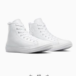 White Leather Converse Never Worn 🤍 high top sneaker chucks